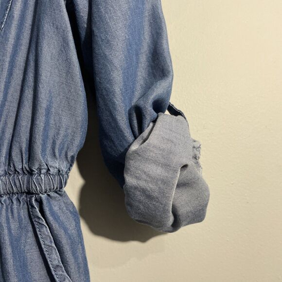 Time & True Women’s M Blue Chambray Long Sleeve Midi Dress Casual - Picture 8 of 16